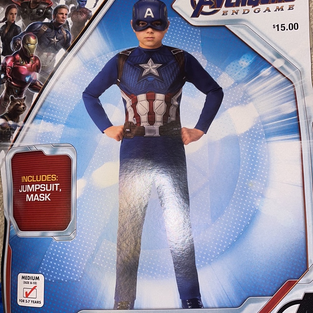 Marvel Captain America Avengers Endgame child Halloween costume Medium 8-10 NWT